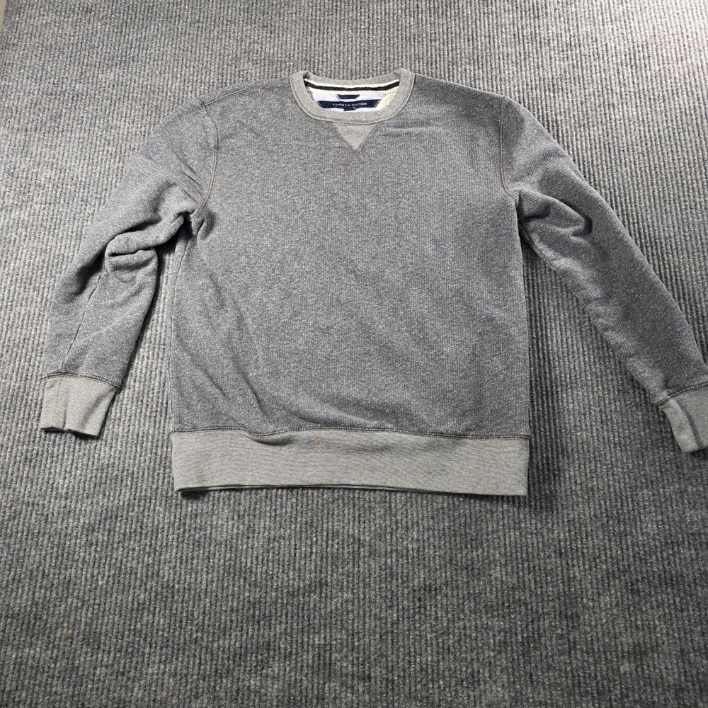 Tommy‎ Hilfiger Mens Crewneck Sweatshirt Gray Heather Pullover Large